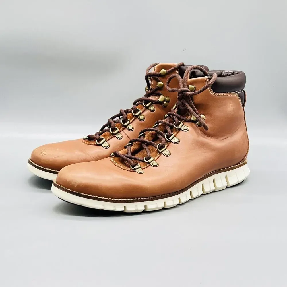 Cole Haan Boots Mens 12 Brown Leather Grand OS Chukka Ankle Lace Up Casual